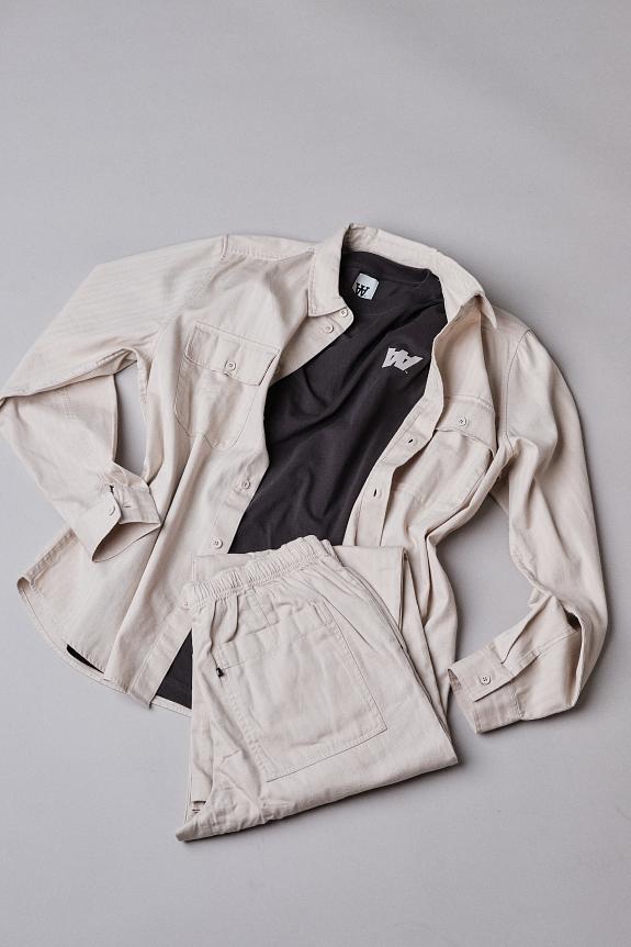 Wood Wood WWAxl Herringbone Shirt Sand Grey-6